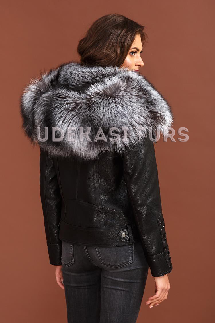 Картинка Кожаная куртка с мехом чернобурки 5411-02 от магазина  Udekasi Furs  - #2