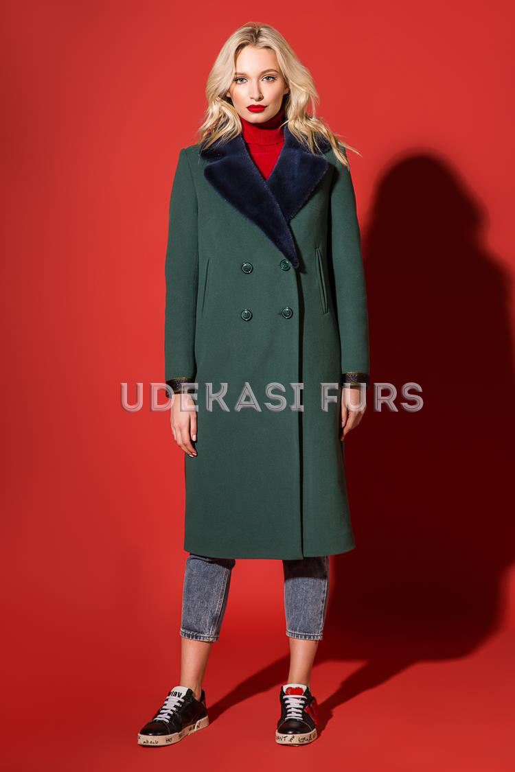 Пальто кашемировое с мехом скандинавской норки 9065-03 от магазина Udekasi Furs  - #1